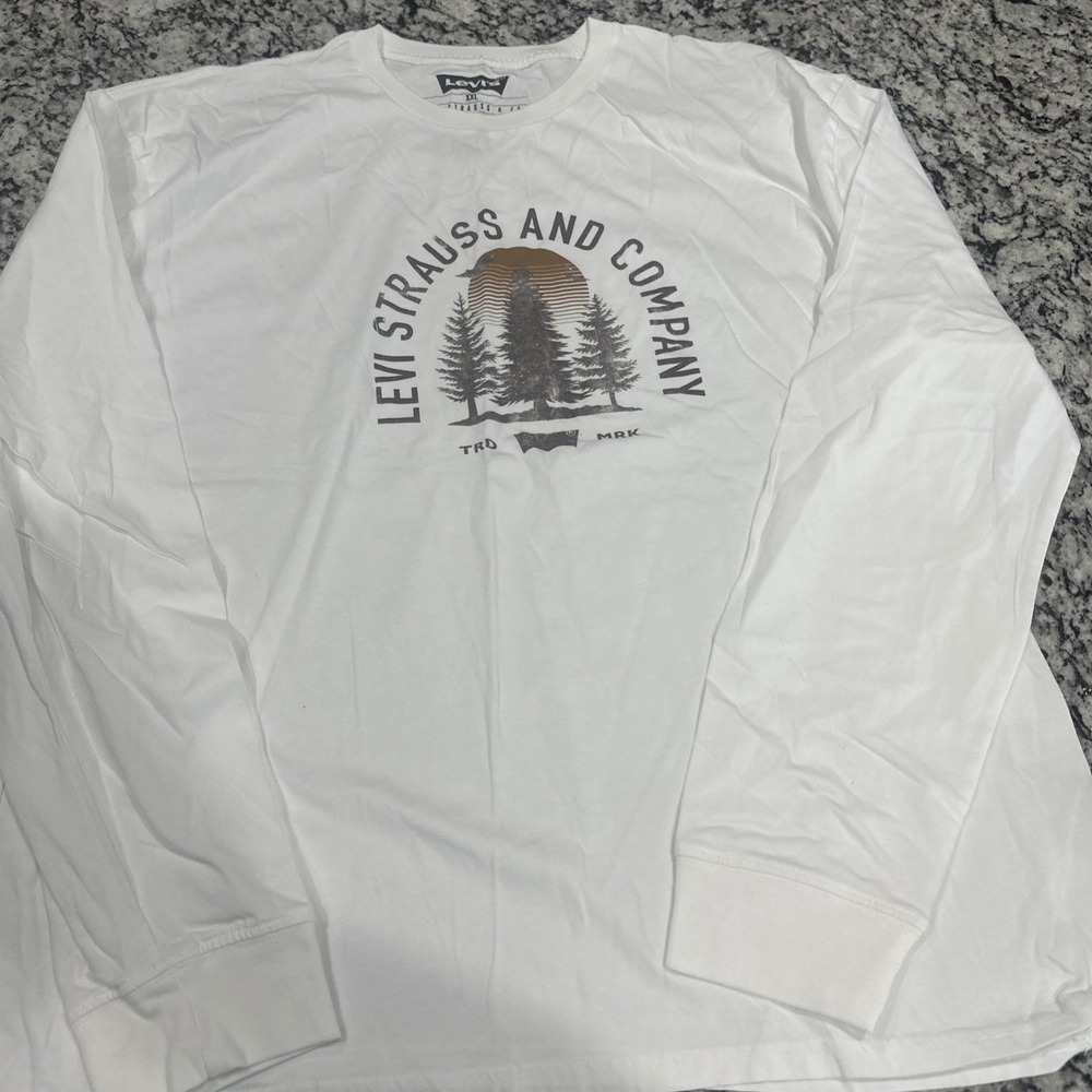 Levi Strauss & Co Graphic Long Sleeve T‎ Shirt White Mens XL